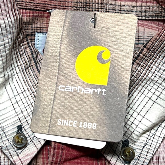 Carhartt Relaxed Fit Mid weight Short Sleeve Plaid Shirt Mens Size Medium - Picture 4 of 13